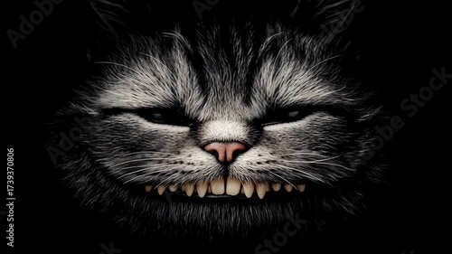Cheshire cat with wide grin large eyes in fantasy