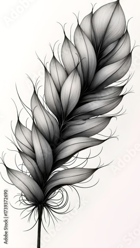 Black and white feather art creative painting works