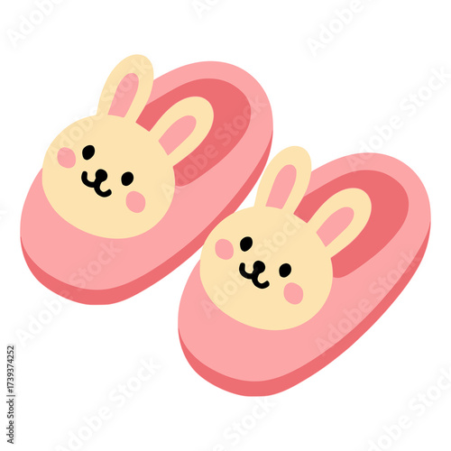 kid comfortable slipper rabbit flat color vector illustration template design
