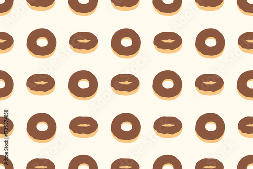 Seamless Donut Pattern with Chocolate Glaze