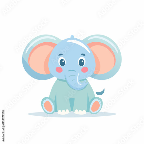 Cute cartoon elephant playing with a ball in a cheerful wildlife illustration