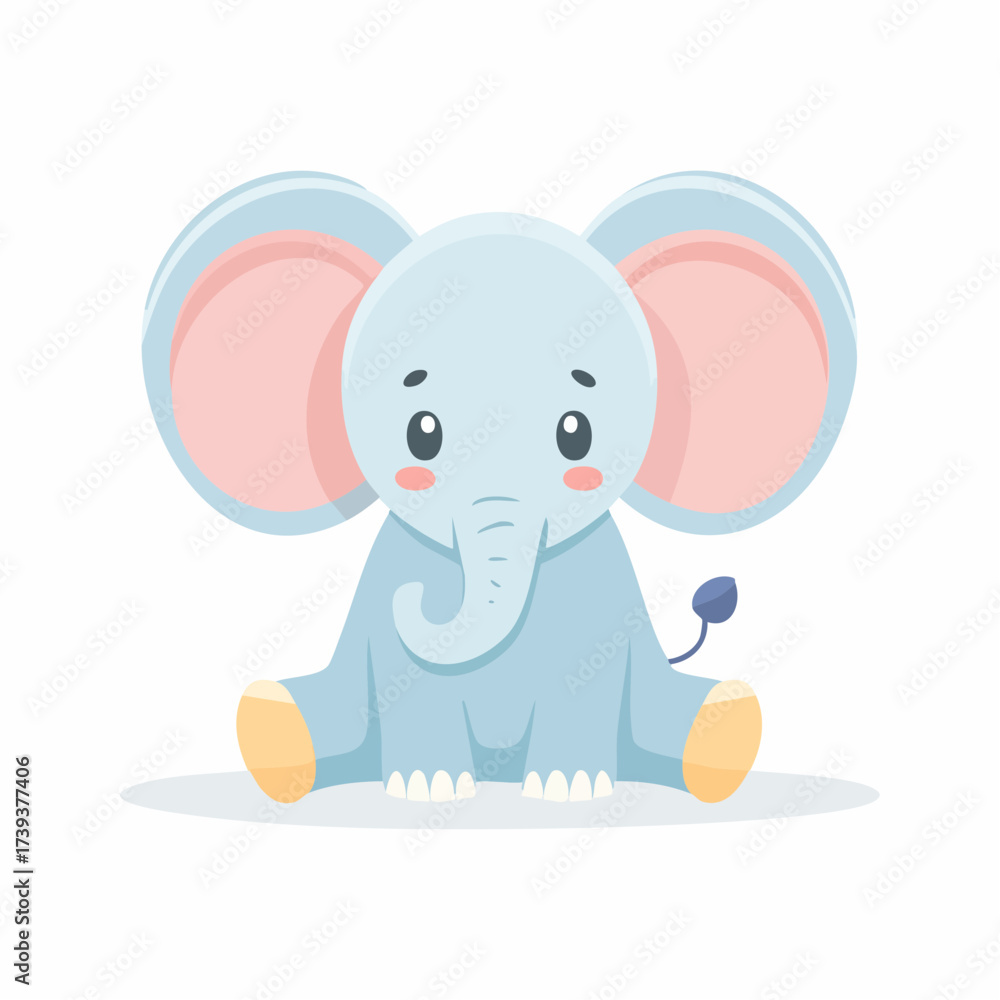 Fototapeta premium Cute cartoon elephant playing with a ball in a cheerful wildlife illustration