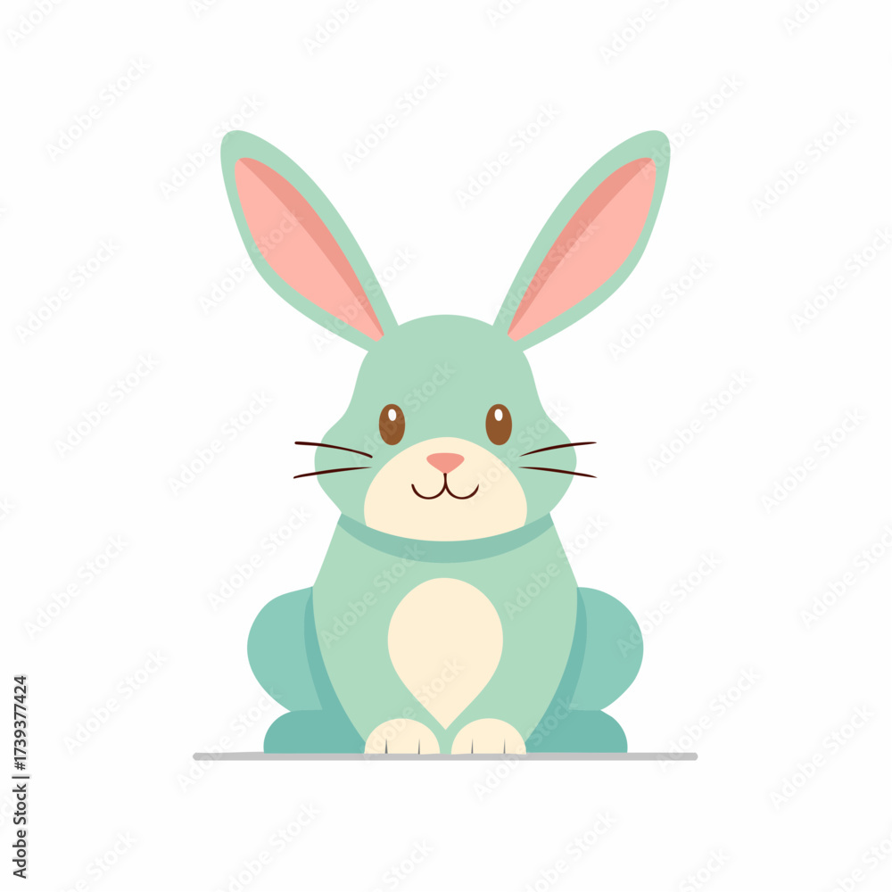 Fototapeta premium Cute Easter Bunny Holding Colorful Easter Egg Cartoon Illustration