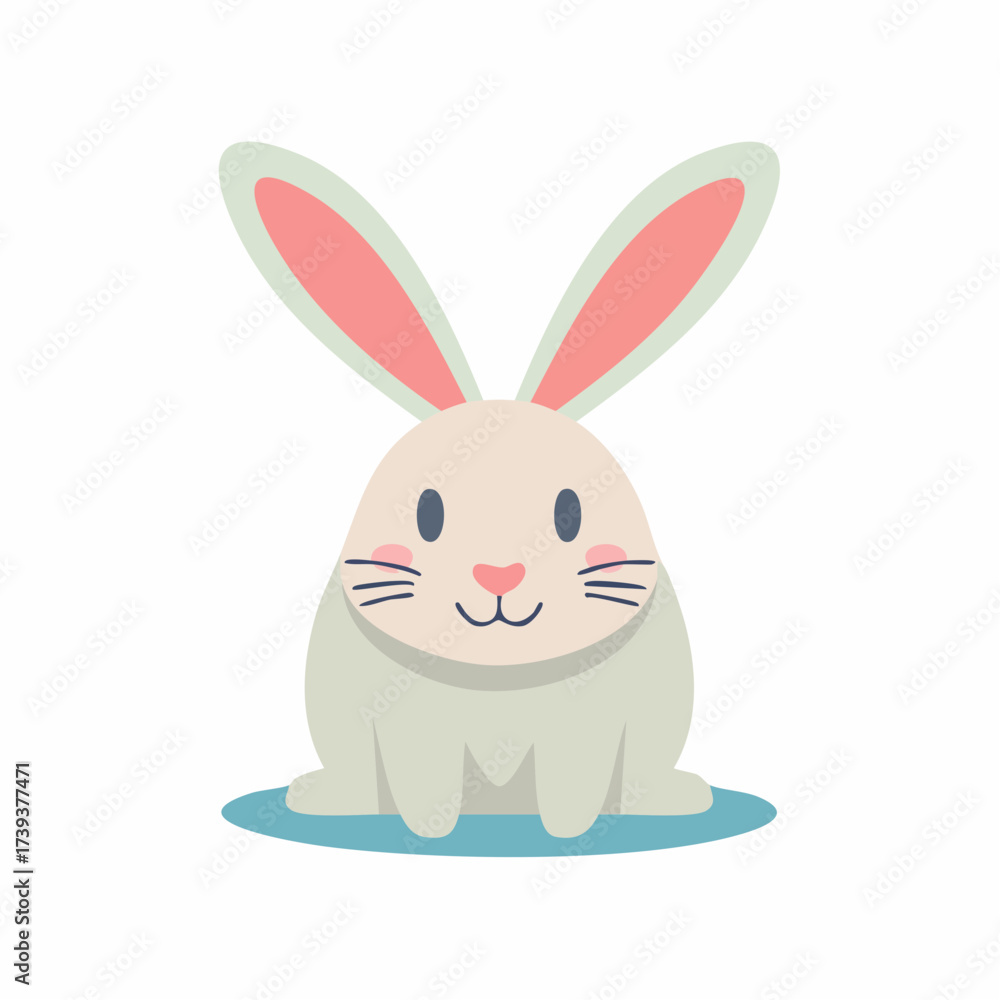 Fototapeta premium Cute Easter Bunny Holding Colorful Easter Egg Cartoon Illustration