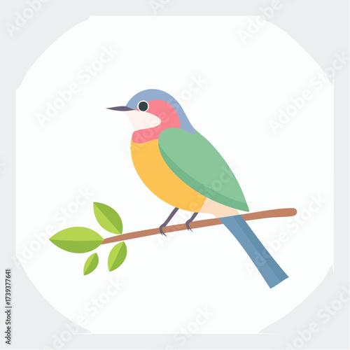 Colorful bird perched on a branch vector illustration of tropical wildlife