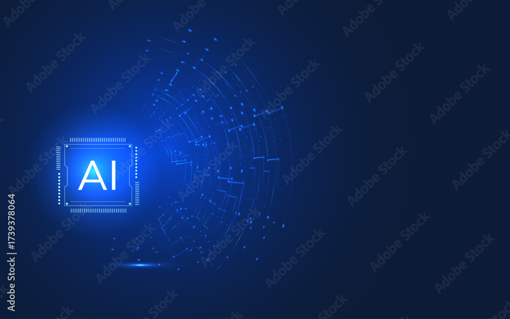 Obraz premium Artificial intelligence icon, sign, logo in the circuit line style. AI processor vector icon flat design. Motherboard digital chip AI. Machine learning design