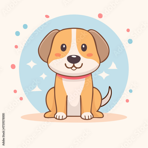 Cute happy brown puppy cartoon vector illustration