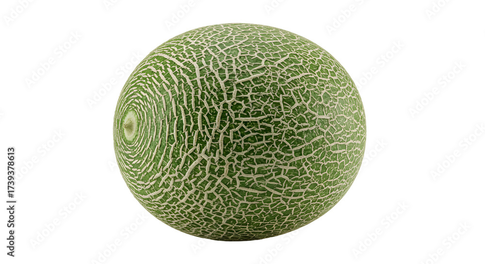 Obraz premium Fresh Whole Green Cantaloupe Melon with Netted Skin Isolated