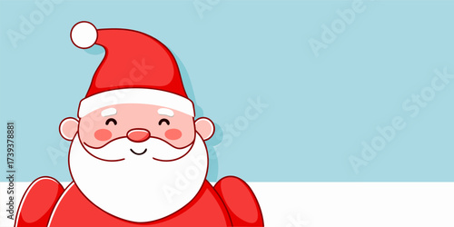 Minimalist Cartoon Santa Claus Illustration with Happy Expression for Holiday Designs