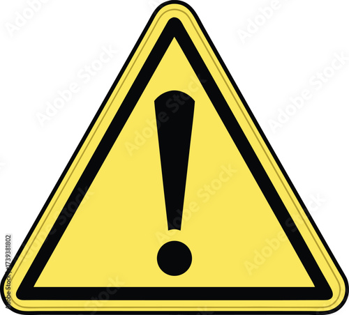 Caution Sign Illustration Yellow Triangle with Bold Exclamation Mark