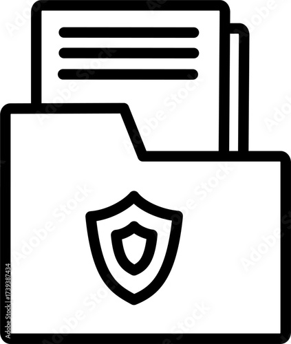 File folder protection icon. Document folder with security shield vector icon. Vector graphics and not Artificial Intelligence, logo illustration. Replaceable vector design.