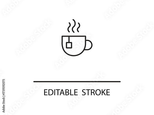 Enjoy comforting tea with this minimalist icon perfect for wellness branding and serene designs with editable strokes for customization.