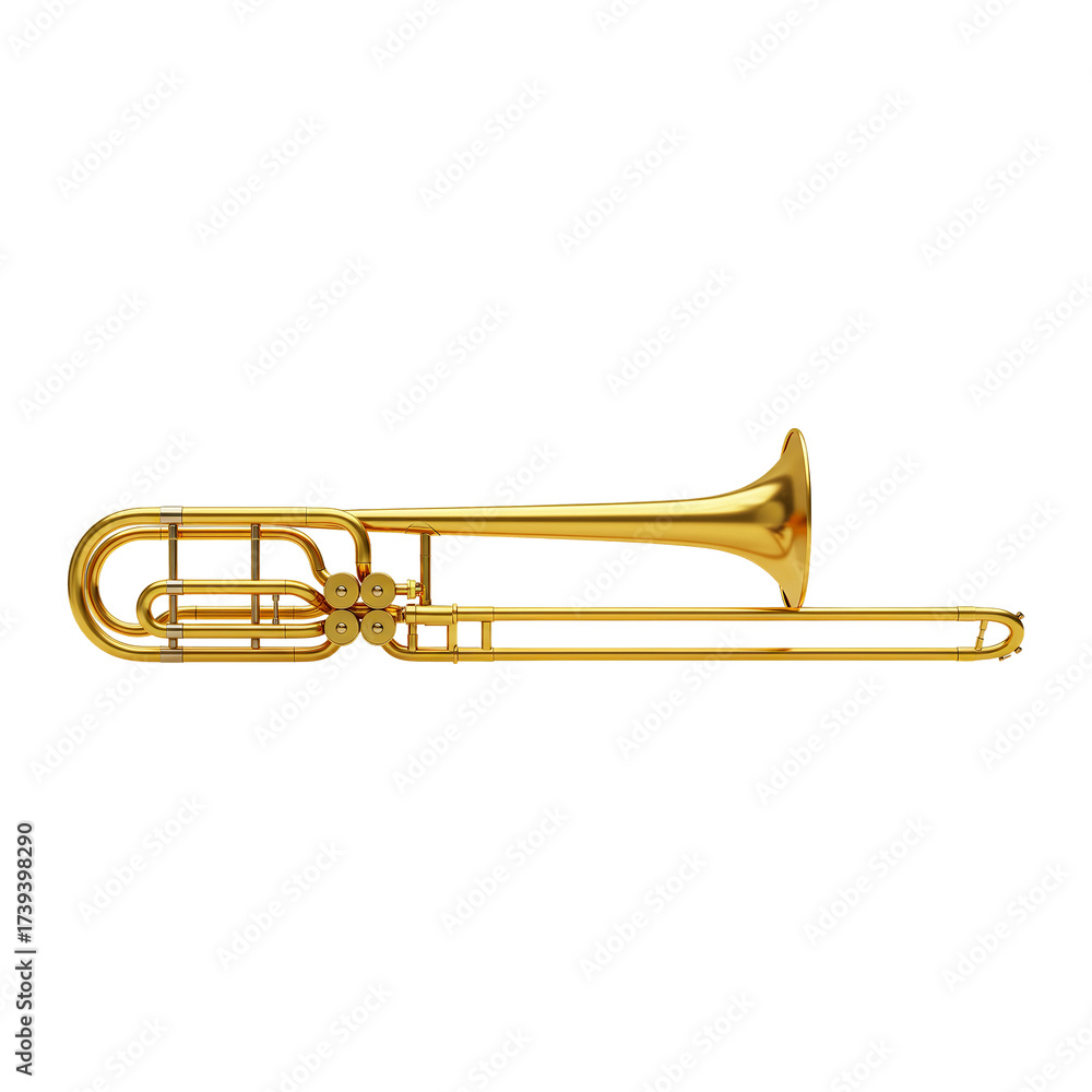 Fototapeta premium Trombone music instrument on Transparent Background PNG Generative AI