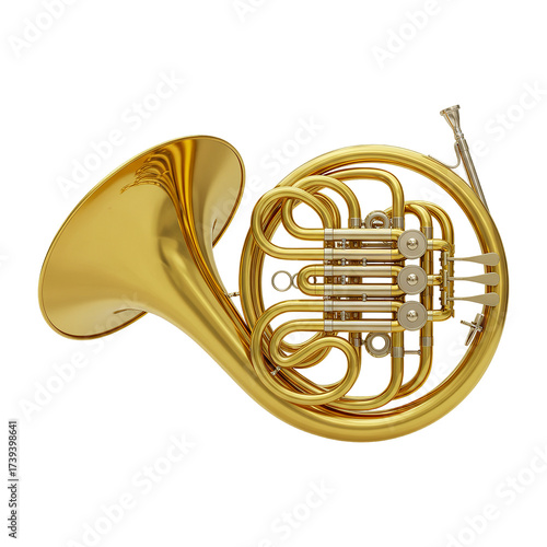 French horn on transparent background PNG Generative AI