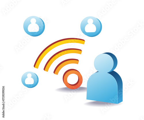 wifi connection with other people symbolizing digital networking and social interaction