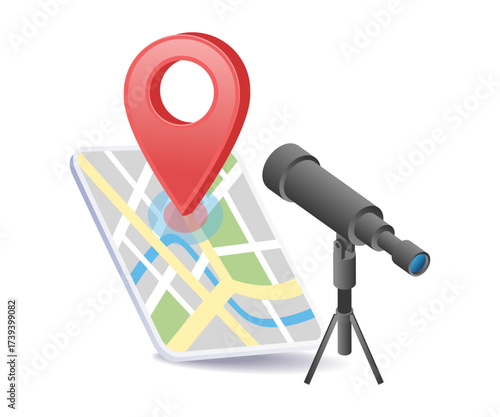 using a telescope to locate points on a map