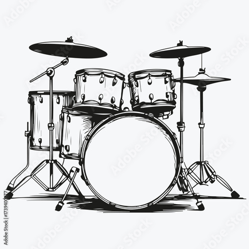Drums music instrument sketch illustration vector
