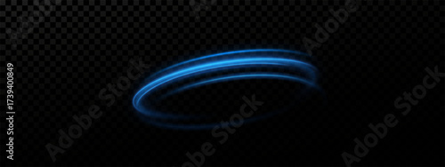 Blue Circular Light Lines of Motion and Speed. Glowing Light Trails, Energy Vortex, Futuristic Podium, Portal