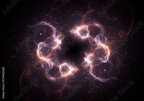Ethereal Cosmic Nebula with Glowing Orbs and Stardust