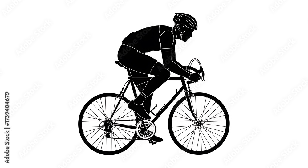 Obraz premium Cyclist in Action - Silhouette of a Road Bike Rider.