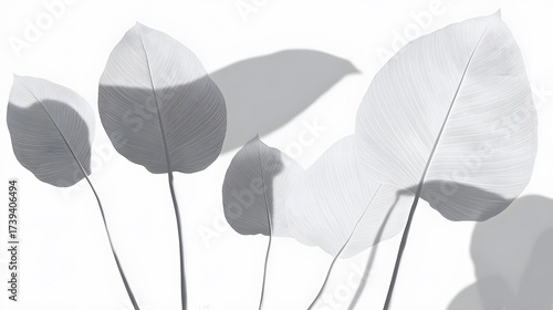Elegant Monochrome Leaves Botanical Illustration