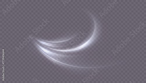 Soft air currents with white translucent wind trails and a subtle glow. A dynamic vector air flow effect with curved stripes.
