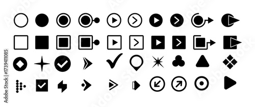 flèche, Bullet List for PowerPoint Presentation, Bullet point collection, arrows set vector illustration. Bullet points arrow collection. Vector illustration. Bullet point collection for presentation	