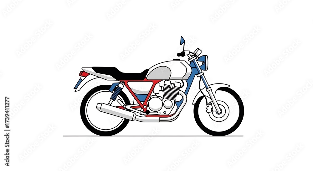 Fototapeta premium Classic Motorcycle Internal Engine Structure Illustration.