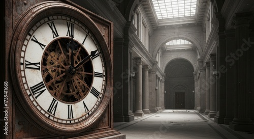 Wallpaper Mural Conceptual Art: A colossal government clock, its intricate gears frozen at midnight Torontodigital.ca