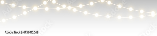 Decorative string lights Christmas and New Year light garland. Png transparency
