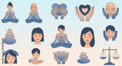 Exploring the Concept of Inner Peace and Well-being A Collection of Meditative Illustrations for Mindfulness, Emotional Balance, and Self-Care Practices