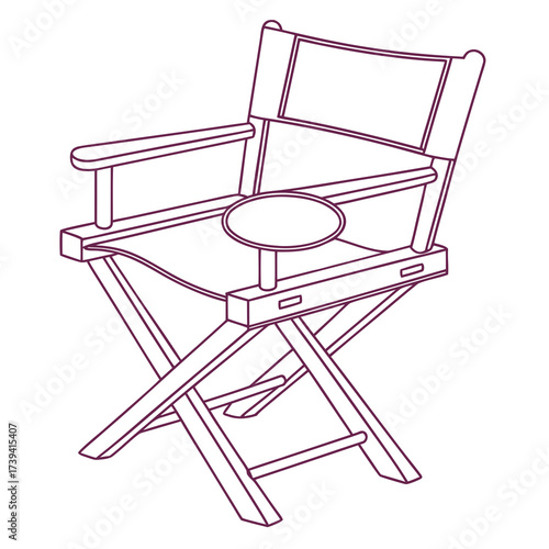 Director chair outline with purple border on white background film movie