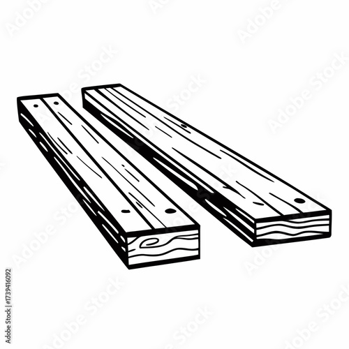 Two wooden planks with visible grain and nail holes on a white background wood planks lumber