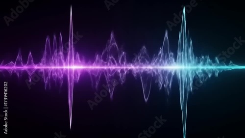 Vibrant audio spectrum analyzer visualization with dynamic wave patterns, perfect for music