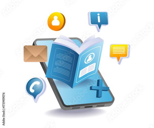 smartphone information book with illustration concept