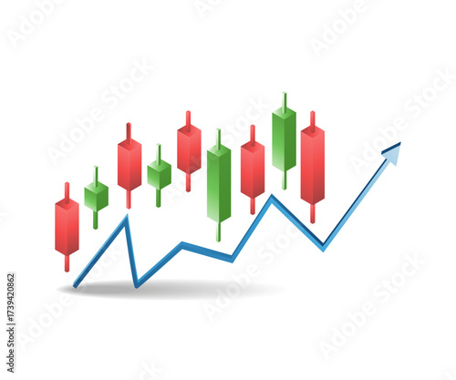 themed candlestick data analysis business investment trading concept illustration