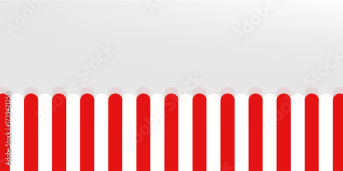 Red and white striped shop awning. Seamless vector illustration pattern.