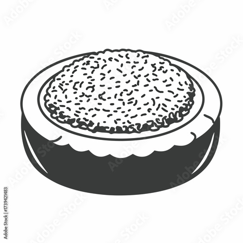 Outline drawing of a bowl filled with granular material dish food