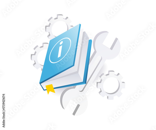 technical manual book concept illustration