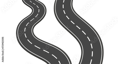 Curvy roads on white offer flexibility