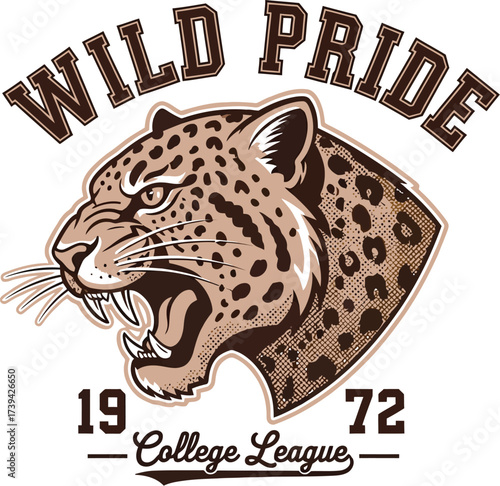 Wild pride college league jaguar mascot design illustration
