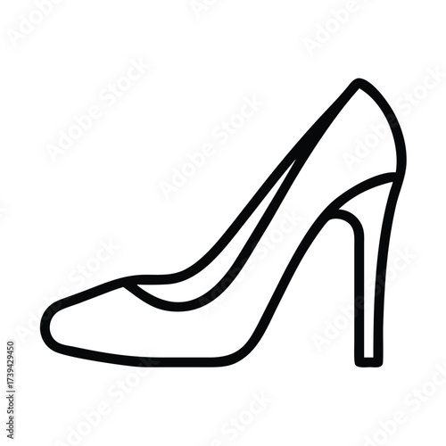 Elegant black high heel shoe silhouette on a clean white background