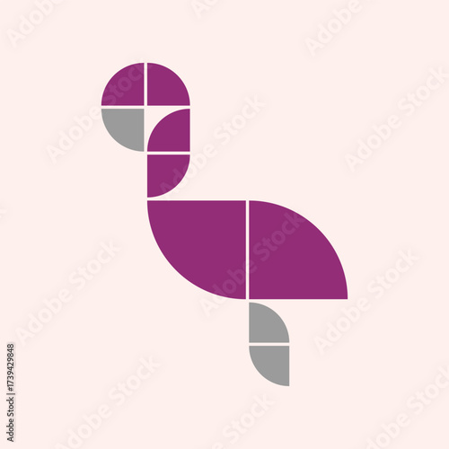 Geometric Minimalist Flamingo Logo Design