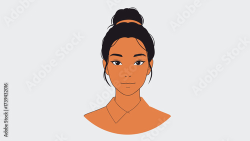 Modern Professional Young Woman Avatar Icon in Orange Shirt
