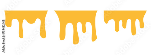 Dripping Honey Set Vector Elements. Includes golden liquid drips, sweet syrup flows, and healthy organic fluid shapes. Perfect for food design, labels, packaging, and creative projects.