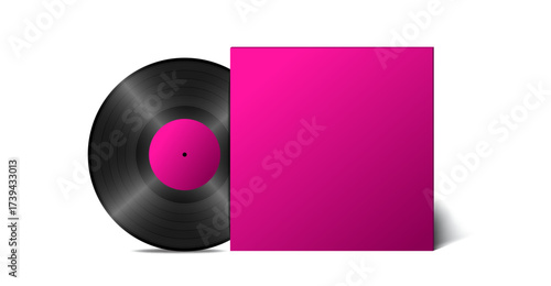 70's 80's 90's pink 3d vinyl lp bakelite concept illustration vector. Retro music icon background concept illustration isolated on white. 