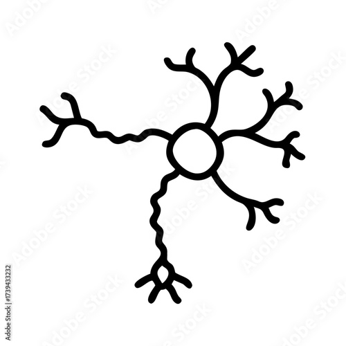 Simplified illustration of a neuron with dendrites and axon  
