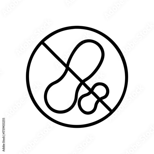 No peanuts symbol graphic in black and white design  