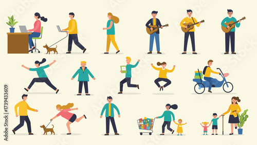 Diverse People Engaged in Everyday Life Activities Collection
