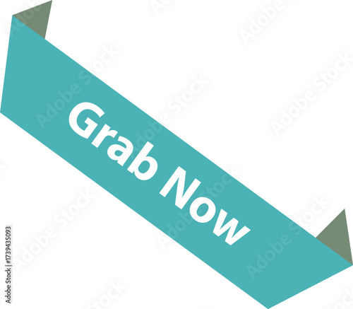 Grab Now Teal Ribbon Banner - Modern Promotion Design
